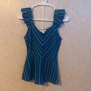 Line patterned blue tank blouse